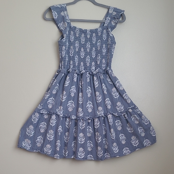 Old Navy Other - Old Navy Blue and White Feather Pattern Kids Dress